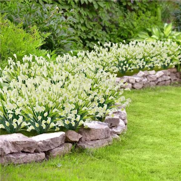 20 Bundles Artificial Flowers for Outdoors Fake Calla Lily Flowers, White - Picture 6 of 7